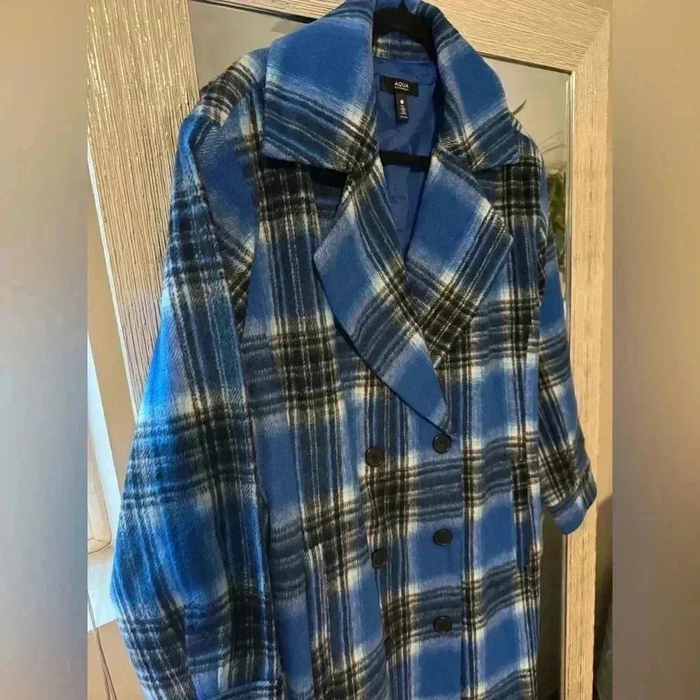 AQUA Plaid Duster Trench Coat - 100% Exclusive - NWT - Picture 11 of 14
